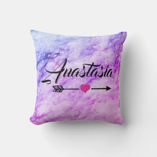 Cool, Amazing, Silver Marble whit your name Throw  Pillow