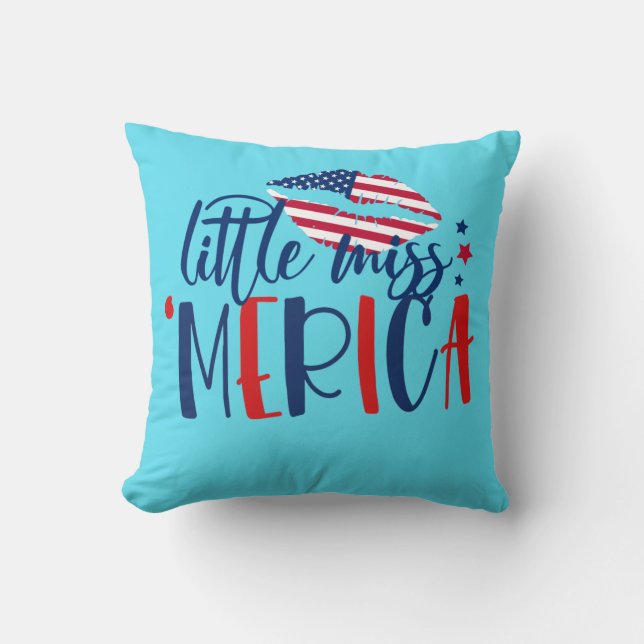 Cool America Red White Blue USA American Patriotic Throw Pillow (Front)