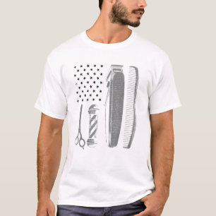 Cool American Barber For Men Usa Hair Cutting T-Shirt