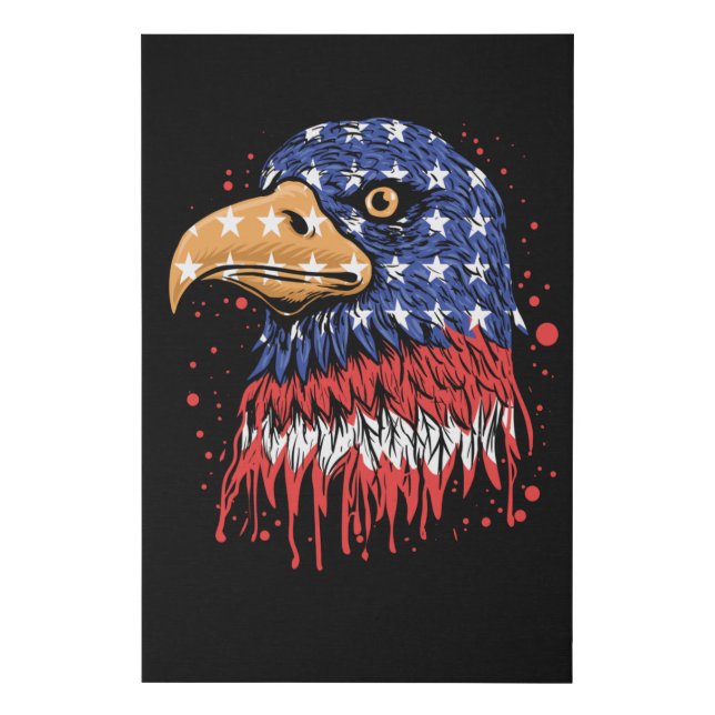 Cool American Flag Eagle Art - USA flag Faux Canvas Print (Front)