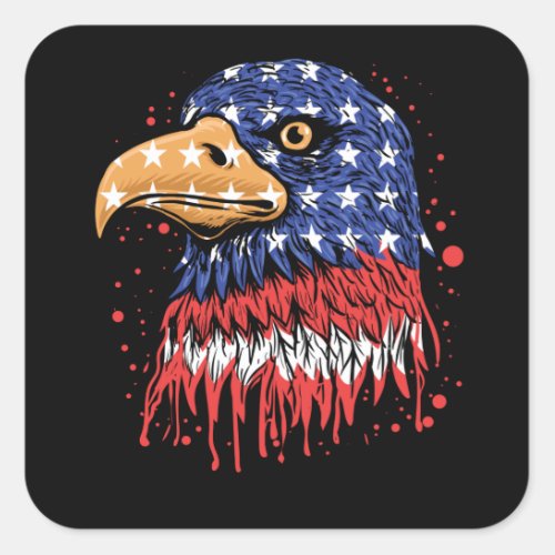 Cool American Flag Eagle Art _ USA flag Square Sticker