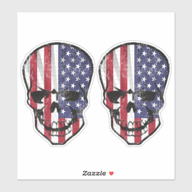 Cool American Flag Skull Sticker (Sheet)