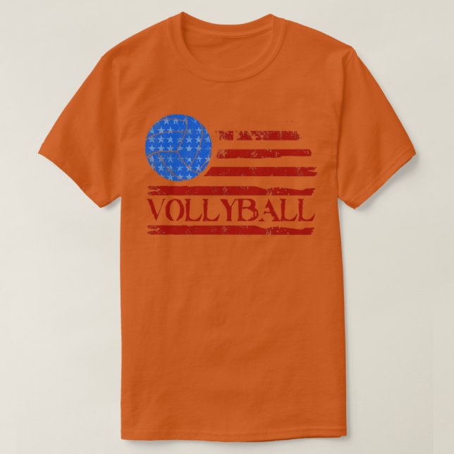 Cool American Flag Volleyball Gift Print Volleybal T-Shirt (Design Front)