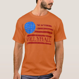 Cool American Flag Volleyball Gift Print Volleybal T-Shirt