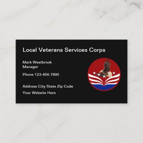 Cool American Patriotic Veterans Services Business Card