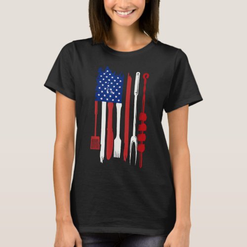 Cool American USA Flag  BBQ Grilling Barbecue Desi T_Shirt