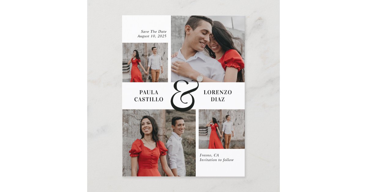 Cool Ampersand Custom Color Save The Date Postcard | Zazzle