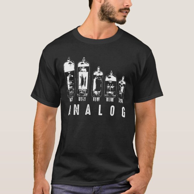 Cool Analog Vacuum Tubes Gift Funny Electron Valve T-Shirt (Front)