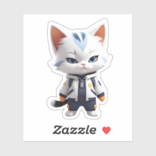 Cool and Adorable Cat Illustration Sticker