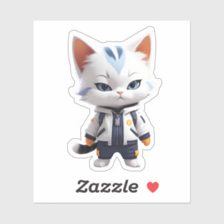 Cool and Adorable Cat Illustration Sticker