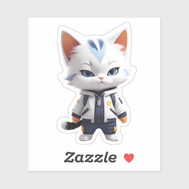 Cool and Adorable Cat Illustration Sticker (Sheet)