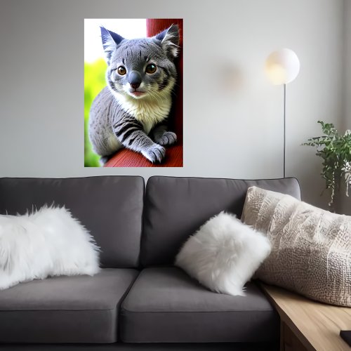 Cool and adorable Hybrid Cat Koala  AI Art Poster