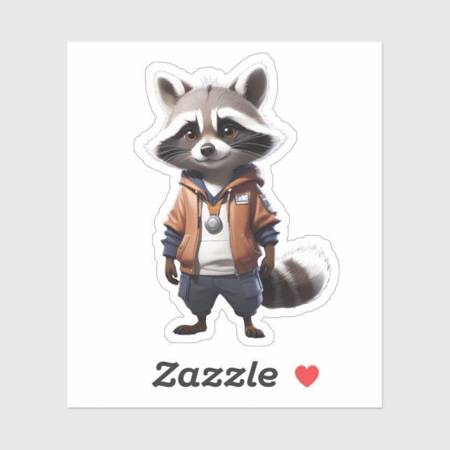 Cool and Adorable Raccoon Illustration Sticker (Sheet)