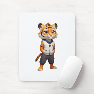 Cool and Adorable Tiger Illustration Mouse Pad