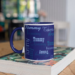Cool and Blue, Create Your Own Name Pattern Mug