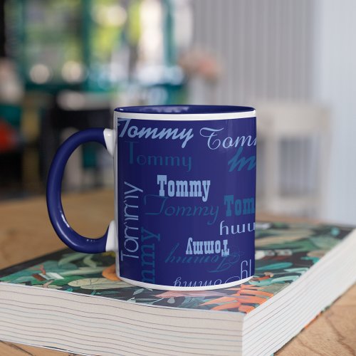 Cool and Blue Create Your Own Name Pattern Mug