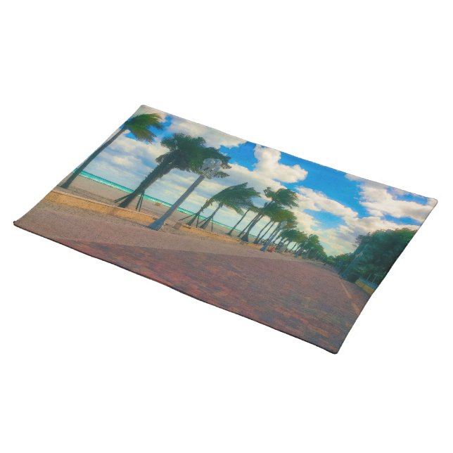 Cool and Breezy at Hollywood Beach Cloth Placemat (On Table)