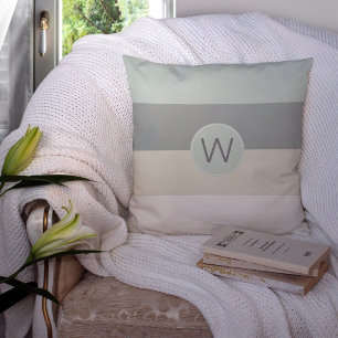 Cool and Calming Stripes Pattern with Monogram Throw Pillow