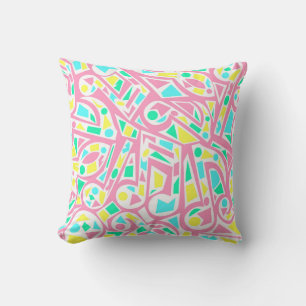 Cool and Colorful Abstract Music Notes Throw Pillow