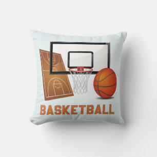 Cool and Colorful Basketball Sports Elements Throw Pillow