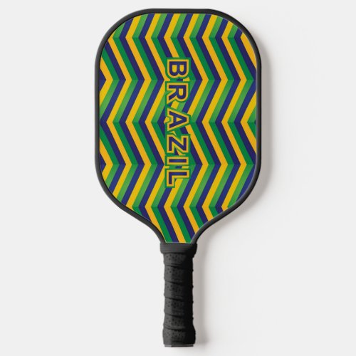 Cool and Colorful Brazilian Flag Colors Pickleball Paddle