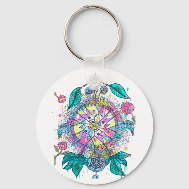 Cool and colorful dreamcatcher keychain (Front)