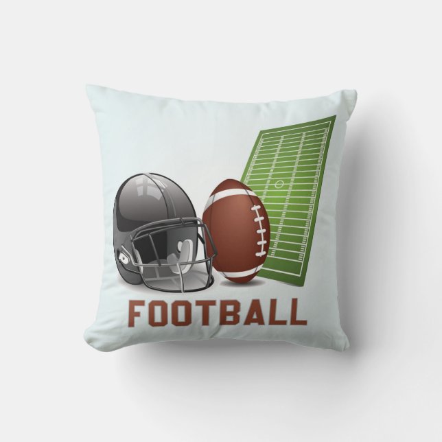 Cool and Colorful Football Sports Elements Throw Pillow (Front)