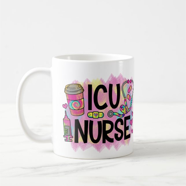 Cool and Colorful ICU Nurse Large  Coffee Mug (Left)
