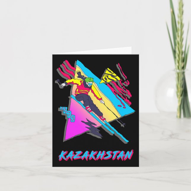 Cool And Colorful Kazakhstan Skiing Adventure  Card (Front)