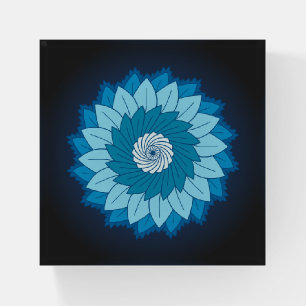 Cool and Colorful Mandala Pattern Blue Flames Paperweight