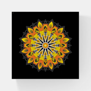 Cool and Colorful Mandala Pattern Flames Paperweight