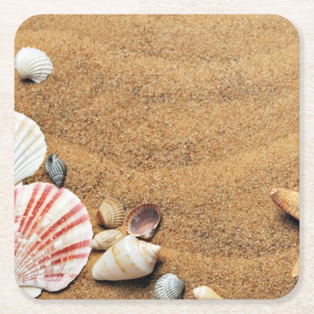 Cool and Colorful Ocean Themed Square Paper Coaster (Front)