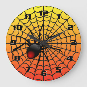 Cool and Creepy 3D spider on web Halloween Large Clock