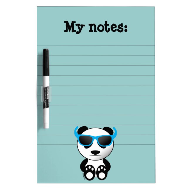 Cool and cute panda bear with sunglasses dry erase board (Front)