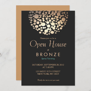 Cool and Elegant Gold Circles Sphere Tanning Salon Invitation