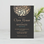 Cool and Elegant Gold Circles Sphere Tanning Salon Invitation (Standing Front)