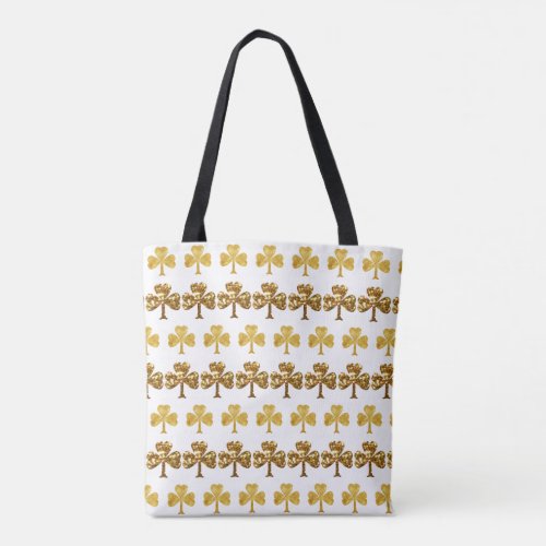 Cool and Elegant Gold Shamrock Pattern St Patrick Tote Bag