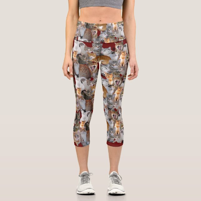 Cool and fun cats collage  capri leggings (Front)