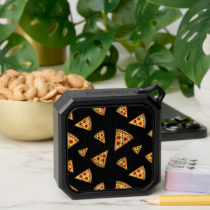 Cool and fun pizza slices pattern black bluetooth speaker