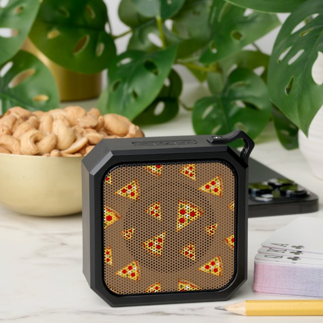Cool and fun pizza slices pattern brown bluetooth speaker (Insitu(Table))