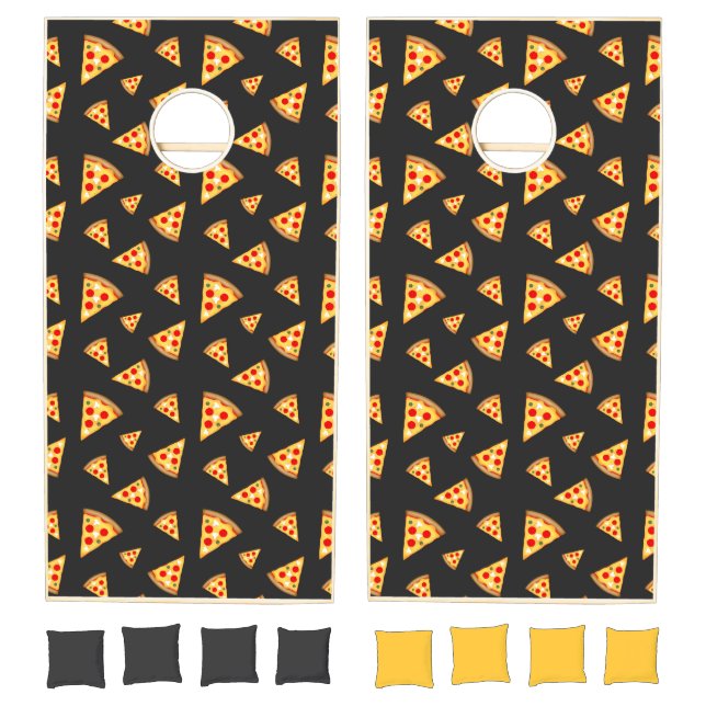 Cool and fun pizza slices pattern cornhole set (Set)