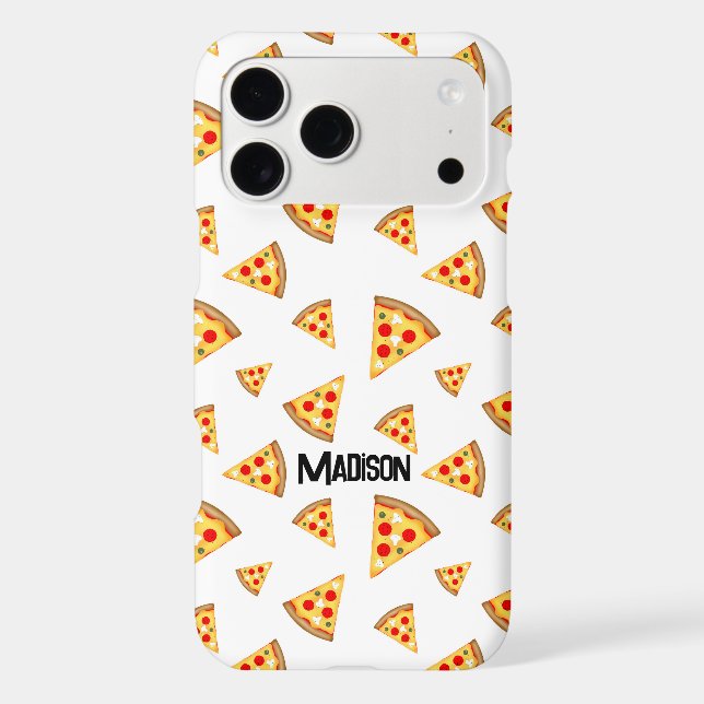 Cool and fun pizza slices pattern Custom Name iPhone Case (Back)
