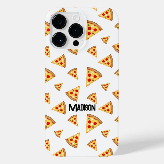 Cool and fun pizza slices pattern Custom Name iPhone Case (Back)