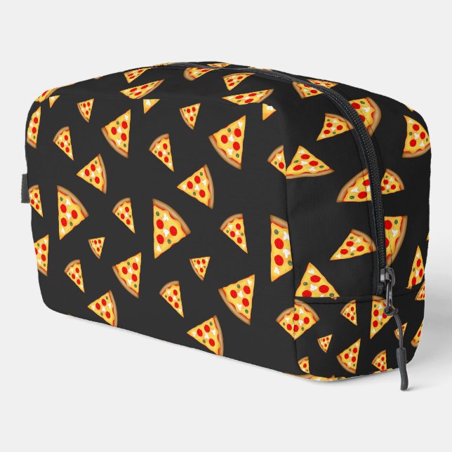 Cool and fun pizza slices pattern dark gray dopp kit (Right Corner)