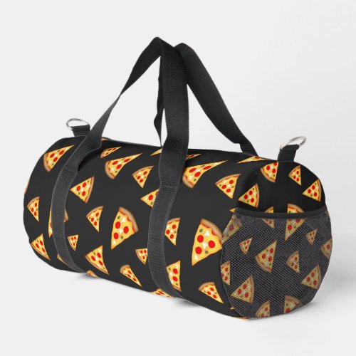 Cool and fun pizza slices pattern dark gray duffle bag