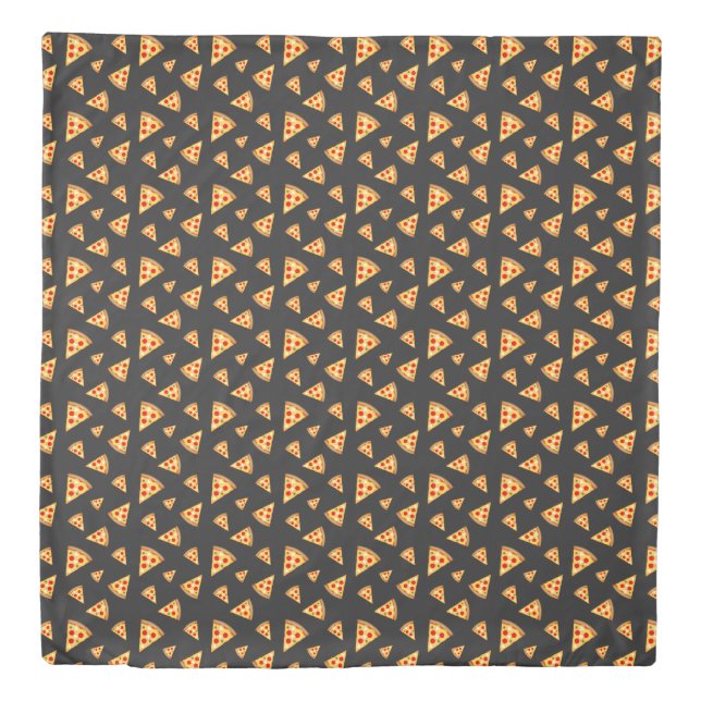 Cool and fun pizza slices pattern dark gray duvet cover (Front)