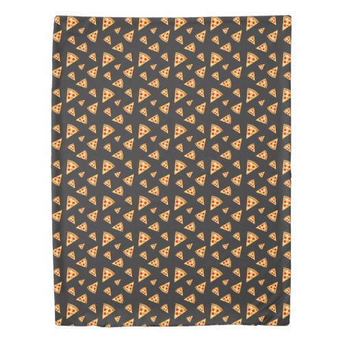 Cool and fun pizza slices pattern dark gray duvet cover
