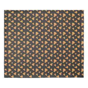 Cool and fun pizza slices pattern dark gray duvet cover
