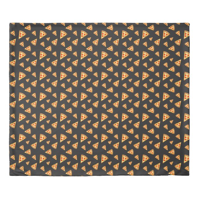 Cool and fun pizza slices pattern dark gray duvet cover (Front)