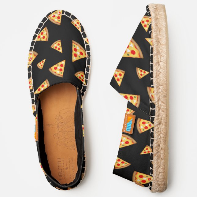 Cool and fun pizza slices pattern dark gray espadrilles (Side)